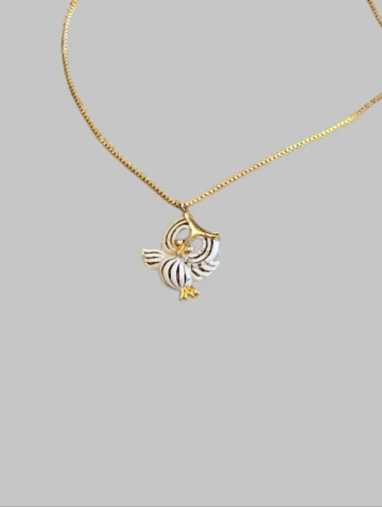 Vintage JJ Owl Pendant Necklace – Gold Tone & Enamel Signed JJ - Picture 5 of 6